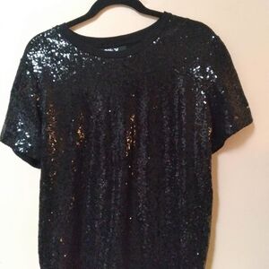 DKNY Elegant Black Sequin Top Large